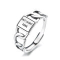 wholesale S925 Sterling Silver Korean-style Creative Geometric Square Triangle Punk Style Open Ring for Couples-0-5