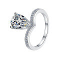 wholesale S925 sterling silver wholesale 2-carat crown teardrop pear-shaped moissanite ring women's jewelry high-end accessories-0-5