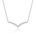 wholesale 18K Gold (Au750) Platinum Light Luxury Cultured Diamond Genuine Diamond One-Line V-Shaped Necklace Collarbone Chain-0-2