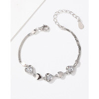 wholesale S925 Sterling Silver Heart-shaped Bracelet for Women, Minimalist Luxury Small Design, High-end Aesthetic New Collection, Understated Style Friendship Jewelry-Love bracelet 925 silver>925 silver