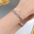 wholesale S925 Silver New Style Full Diamond Pig Nose Bracelet, Personality Fashion Elegant Ins Style for Distinguished Women-0-3