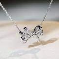 wholesale S925 Sterling Silver Full-Drill Phantom Butterfly Bow Necklace, Heavy Duty Designer Collarbone Pendant-0-2