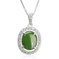 wholesale New S925 silver inlaid minimalist hollowed-out egg-shaped jade pendant necklace for women with appraisal certificate, wholesale-0-4