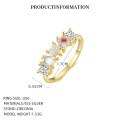 wholesale S925 Silver Ring With Opal, Moonstone, And Love Arrangement, A Light Luxury Women's Accessory-0-5