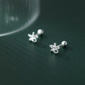 wholesale S925 Silver Stud Earrings Women Korean Style Simple and Personalized Minimalist Hollow Floral Threaded Ear Jewelry G9203-0-3