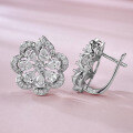 wholesale S925 Silver Simulated Diamond Earrings Lace Floral Stud Earrings Fashion Party Style Flower Small Blossom Ear Studs-0-4