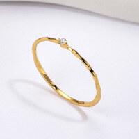wholesale Gold-plated, ultra-fine and non-fading zircon ring for women with minimalist luxury,, solid band fashion statement-Gold No. 7