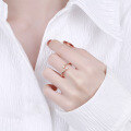 wholesale S925 Sterling Silver Moissanite Rose Gold Open Adjustable Ring for Women, Trendy Korean Style Dainty and Petite Wholesale-0-3