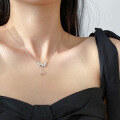wholesale S925 Sterling Silver Fresh and Sweet Ins Style Niche Design Ice Flower Butterfly Necklace Y02113-0-2
