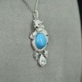 wholesale 925 Silver Gold-Plated Pendant with High-Carbon Diamonds, Enamel, Turquoise, and Versatile Leopard Design for Women-0-3