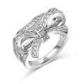 wholesale S925 Sterling Silver European and American Wedding Style Women's Ring, Exquisitely Crafted with Advanced Sense Bow Design and Zircon Embellishments for an Elegant Ring-0-4