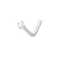 wholesale 925 Sterling Silver Opal Nose Ring With L-shape For Women-Platinum (single)