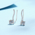 wholesale 925 Sterling Silver Moissanite Earrings for Women, Linear Design Earrings, Simple and Elegant, Stylish and Fashionable Holiday Gift-0-0