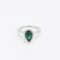 wholesale S925 Sterling Silver Hot Selling AliExpress Water Drop Cultivated Emerald Bezel-Set Moissanite Ring for Women-0-4