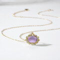 wholesale Metal with white zircon surrounding high-quality amethyst, elegant women's pendant for new autumn and winter collection-0-3
