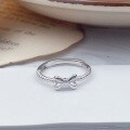 wholesale S925 Sterling Silver Maker Sweet Bow Plain Silver Ring Fashionable High-end Versatile Niche Design Ring for Women Gift-0-2