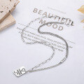 wholesale S925 Sterling Silver Retro Creative Irregular English Pendant Necklace Korean Style Elegant Collarbone Chain-0-2