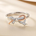 wholesale S925 Sterling Silver Small Ribbon Bow Ring for Women, Unique Ins Style European and American Designer Silver Ring-0-1