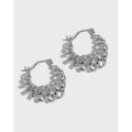 wholesale S925 sterling silver Korean version ins niche design minimalist versatile twisted circle croissant textured earrings for women-0-0