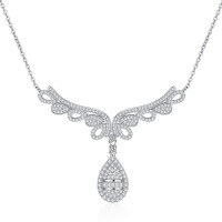 wholesale 925 Sterling Silver with High-Carbon Diamond, Fashion Angel Wing Necklace, Women's Collarbone Chain, Dropshipping for Zhuo Zhifan New Product-N224 Angel Wings 925 Silver