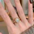 wholesale S925 sterling silver gold-plated vintage style oval full pave diamond ring, advanced and versatile luxury-0-3