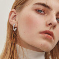 Sterling Silver C-Shaped Chain Semi-Hoop Moissanite Earrings-0-1