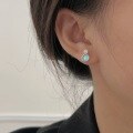 wholesale S925 Sterling Silver New Ocean Heart Earrings for Women with Swarovski Crystals, Fashionable and Versatile Korean-style Wholesale Ear Accessories-0-0