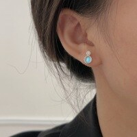 wholesale S925 Sterling Silver New Ocean Heart Earrings for Women with Swarovski Crystals, Fashionable and Versatile Korean-style Wholesale Ear Accessories-Sterling silver