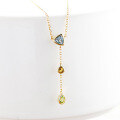 wholesale S925 Silver Jewelry Women's Small and Unique Design Fashion Commuter Style Sky Blue Citrine Green Olive Necklace-0-2
