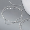 wholesale S925 Sterling Silver Double Layer Oval Engraved Spaced Hollow Design Ankle Bracelet Accessory S6953-0-3