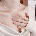 wholesale S925 Sterling Silver Korean Style Large and Small Bead Interlocking Tassel Necklace, Ins New Creative Collarbone Chain-0-1