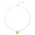 wholesale S925 Sterling Silver Micro-Paved Zircon Butterfly Necklace, Fashionable Minimalist French-Inspired Niche Design Ins Style Collarbone Chain-0-4