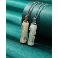 wholesale Pure Silver Hetian Jade Bamboo Pendant Necklace for Women, Summer Minimalist Light Luxury Small Design Sense New Bamboo Collarbone Chain-0-3