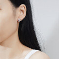 S925 Silver Four-Leaf Clover Earrings with Moissanite-0-3