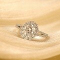 S925 Silver Vintage Lace Oval Moissanite Ring, 2 Carats, Adjustable-0-1