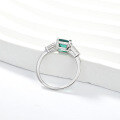 wholesale Silver-plated Lab-Created Emerald Asscher Cut Ring for Women-0-1