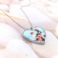 wholesale S925 Sterling Silver Personalized Photo Engraving Heart-shaped Color Photo Necklace for Valentine's Day-0-1