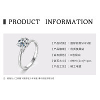 S925 Sterling Silver 1-Carat Classic Brilliant Moissanite Engagement Ring-Cherish the moment  8.5 US dollars
