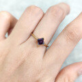 wholesale S925 Sterling Silver Gold-Plated Lab-Grown Color-Changing Sapphire Cross-Border Square Sapphire Ring-0-4