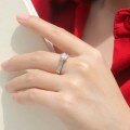 925 Silver Moissanite Six-Prong Star Ring Micro-Set Light Luxury Jewelry-0-1