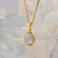 wholesale S925 silver plated with 14K gold oval natural labradorite Japanese retro-style necklace, spring new collection-0-1