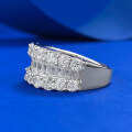 wholesale S925 Sterling Silver Fashionable Light Luxury Personality Half-Circle Square Diamond Full Diamond Ring-0-1