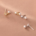 wholesale S925 silver small and delicate diamond-set synthetic pearl earrings, elegant Korean-style earrings for women M01209-0-4