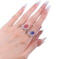 wholesale S925 Silver Synthetic Ruby Ring, Oval 7*9 Ice Flower Design, High-End New Women's Style Ring-0-4