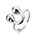 wholesale S925 Sterling Silver Irregular U-Shaped Open Ring Ins Fashion Trendy Statement Ring for Women-0-4