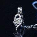 Sterling Silver Moissanite Women's Necklace with Simple Love Heart Pendant-0-0