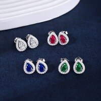 wholesale S925 Sterling Silver Cross-Border New Drop Zircon Design Women's Earrings, Light Luxury Retro Elegant Style, Ready for Wholesale-DY110130-SW-BU 925 silver