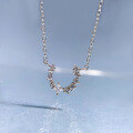 wholesale Sterling Silver New Horseshoe Necklace for Women with Diamond Inlay, Trendy and Versatile, Niche and High-End-0-1