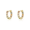 wholesale 925 Sterling Silver Retro Rainbow Zircon Ear Clasps for Women,Ins, Cross-Border Ready Stock-0-4