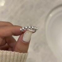 wholesale S925 sterling silver Swarovski pearl delicate version ring, light luxury temperament, exquisite and niche, for women-White gold>Adjustable opening